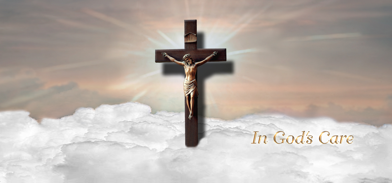 P 107 BZ In Gods Care Clouds (Crucifix) Bronze